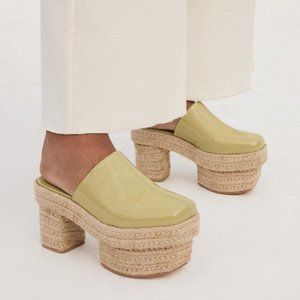 CULT GAIA Leah Espadrille Platform Mule Clog Size 41 10.5 11 Palm Green NEW $458